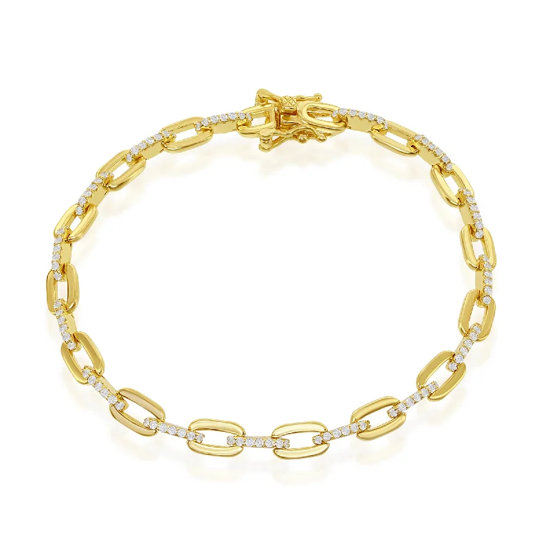 bracelets for young women -Sterling Silver or Gold Plated Over Sterling Silver CZ Paperclip Bracelet