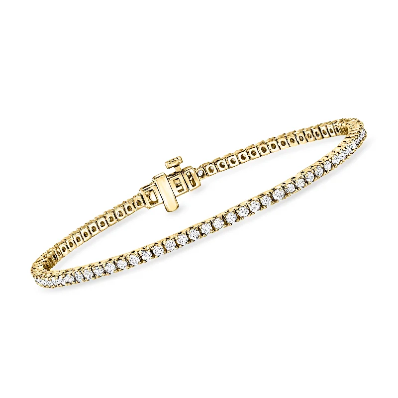 bracelets for women gold elegance -Ross-Simons Lab-Grown Diamond Tennis Bracelet in 18kt Gold Over Sterling