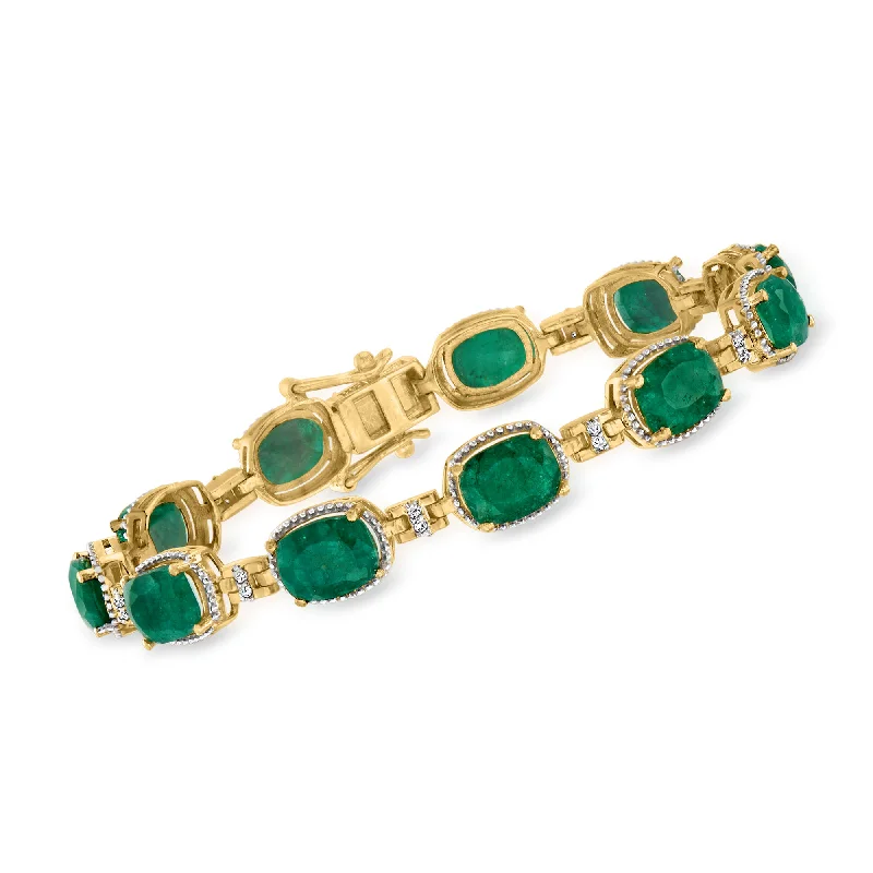 bracelets for anniversary surprise -Ross-Simons Emerald and . Diamond Bracelet in 18kt Gold Over Sterling