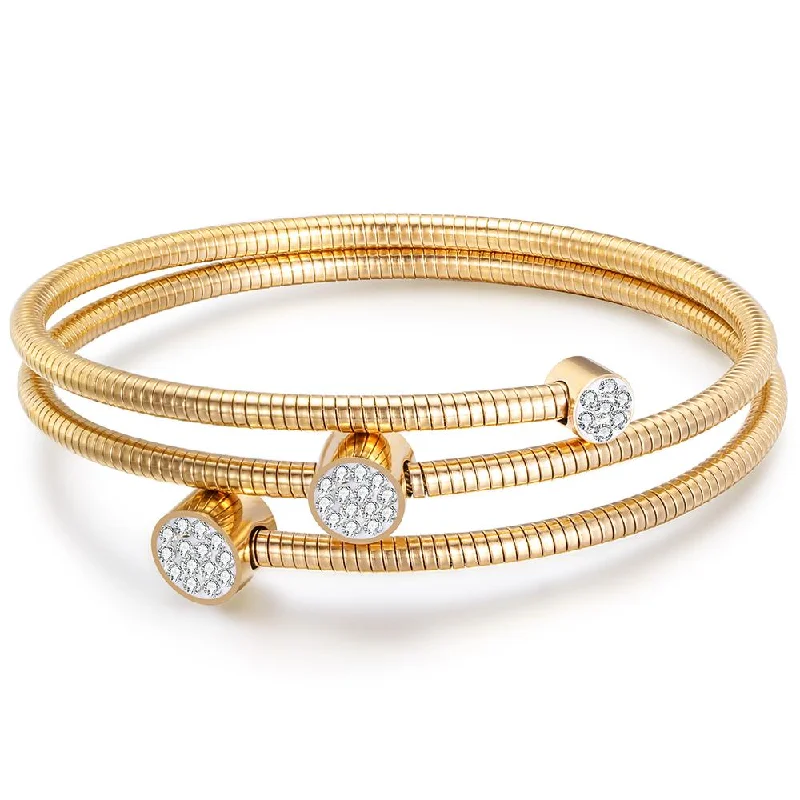 bracelets for daily elegance -18K Gold & Cz Wrap Bangle Bracelet