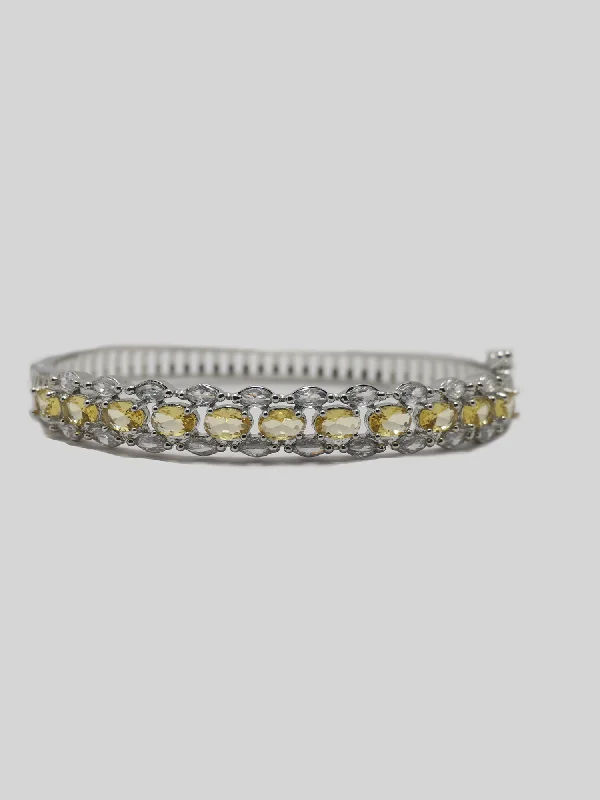 bracelets for fashion lovers -Yellow and White American Diamond Bracelet