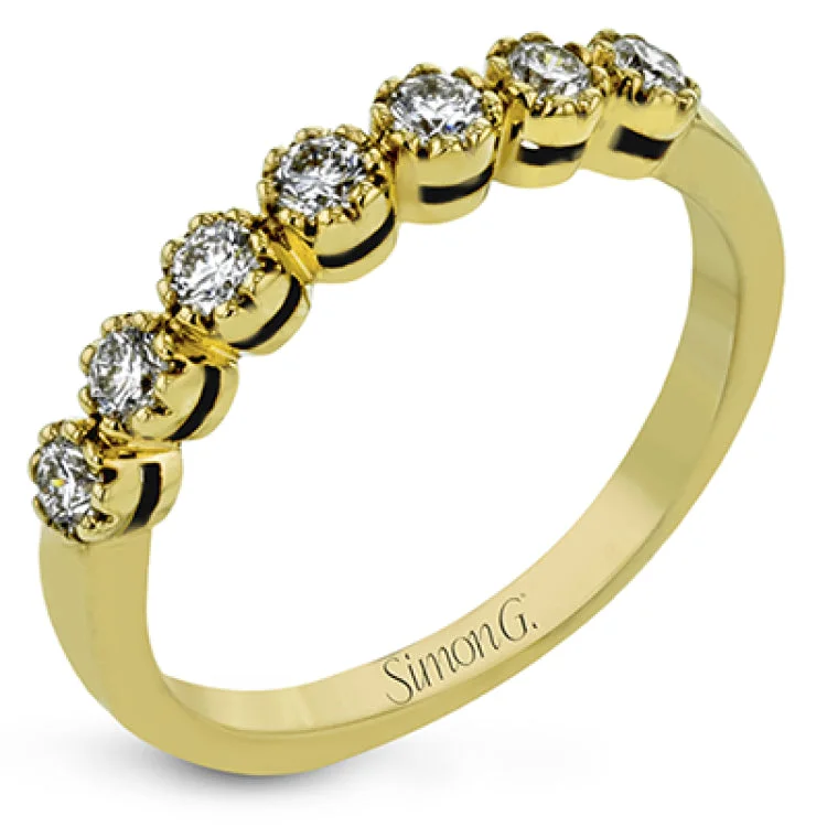 ladies rings platinum sleek shine -Perfect for stacking or wearing alone, this 18K yellow gold band features .37cttw diamonds.