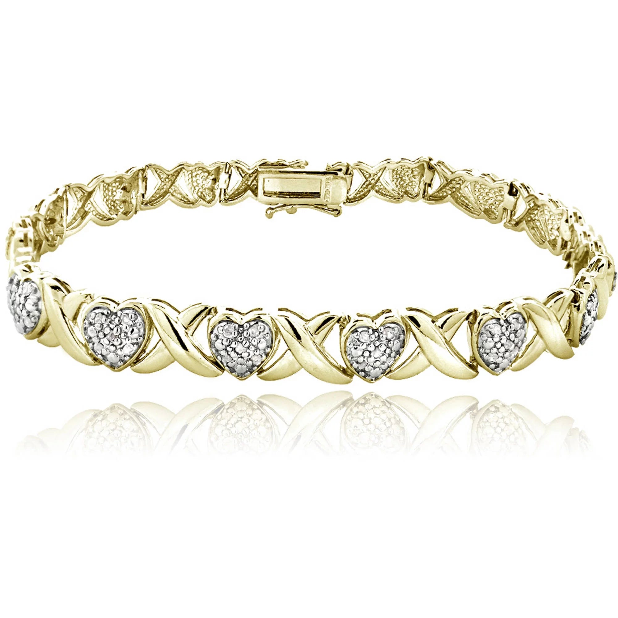 bracelets wide cuff style -Gold Tone 1/2 Ct Diamond x & Heart Bracelet, Women