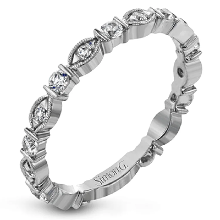 ladies rings for casual wear -This gorgeous 18k white gold ring is perfect to wear in a stack, or as a statement on its own. It features .38 ctw of white diamonds.