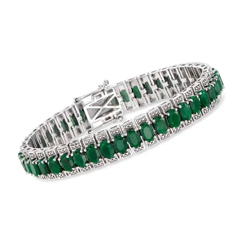 bracelets adjustable length fit -Ross-Simons Emerald Tennis Bracelet in Sterling Silver