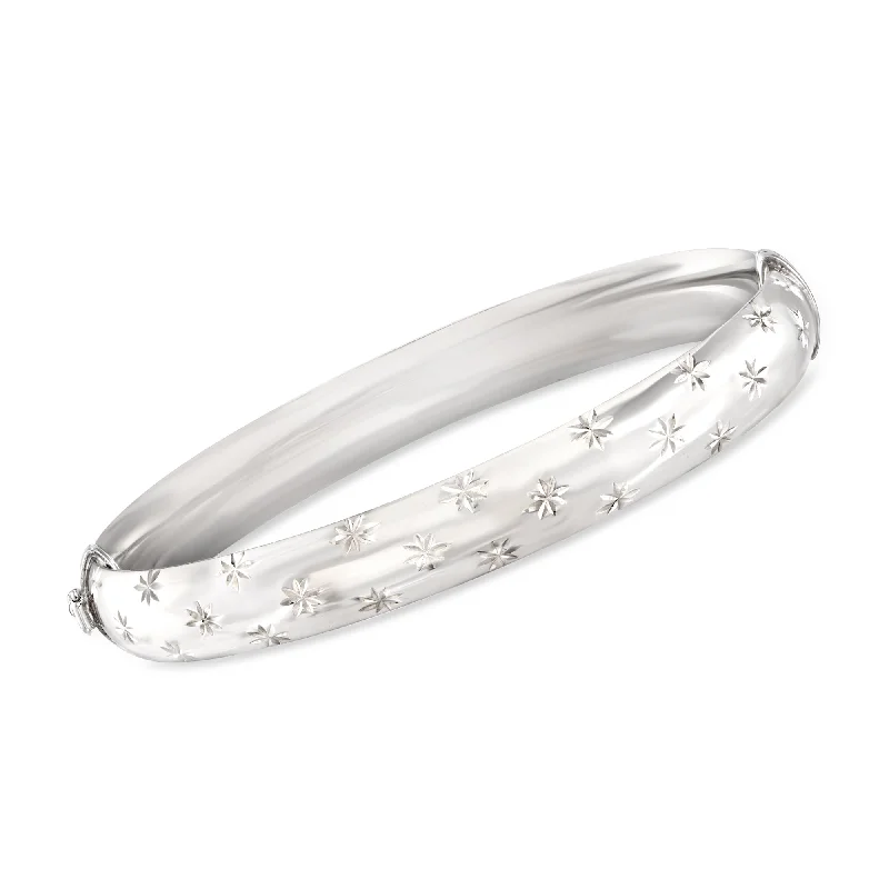 bracelets for daily elegance -Ross-Simons Diamond-Cut and Polished Sterling Silver Bangle Bracelet