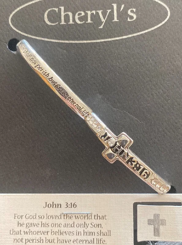 bracelets lightweight daily comfort -John 3:16 Silver Stretch Bracelet