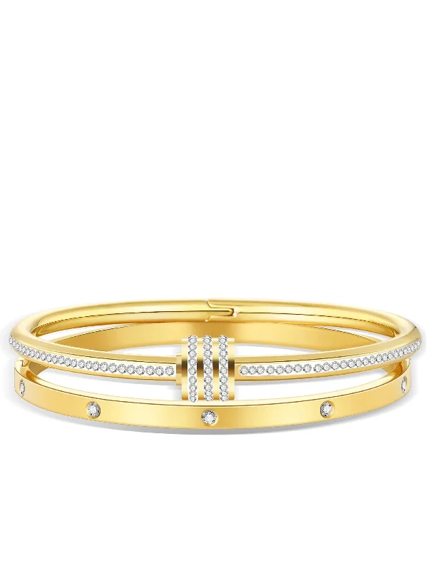 bracelets with white pearls -18K Gold Embellished Bangle Set