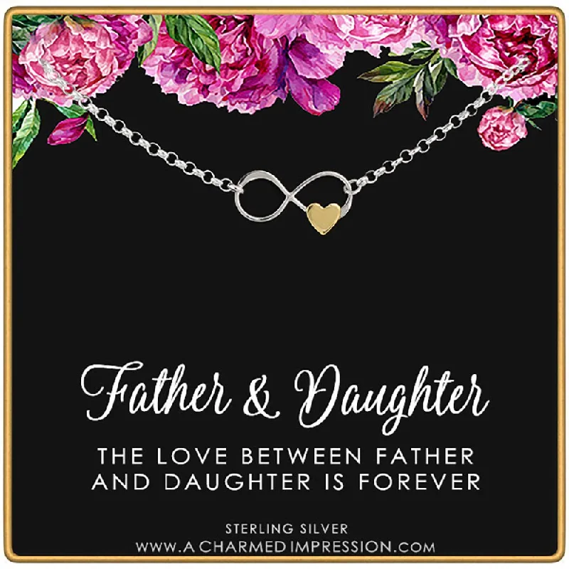 bracelets for young women -A Charmed Impression Father to Daughter Gifts • Sterling Silver Bracelet • Infinite Love • Infinity Symbol with Gold Heart • Gift for Women Teenage Girl • Gift for Daughter from Dad