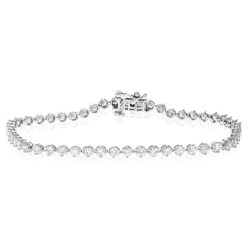 bracelets for holiday gift -1 cttw 84 Stones Round Diamond Bracelet 14K White Gold Prong Set 7 Inch