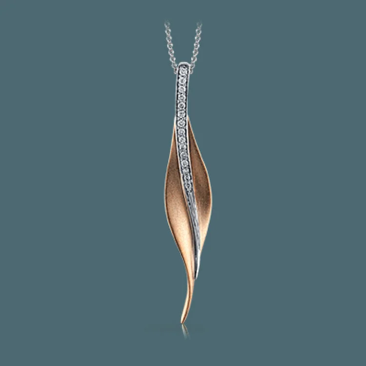 ladies rings stylish affordable -Featuring a graceful, modern design, this pendant is set with a pillar of striking .13 ctw of sparkling round white diamonds on a rose gold backdrop.