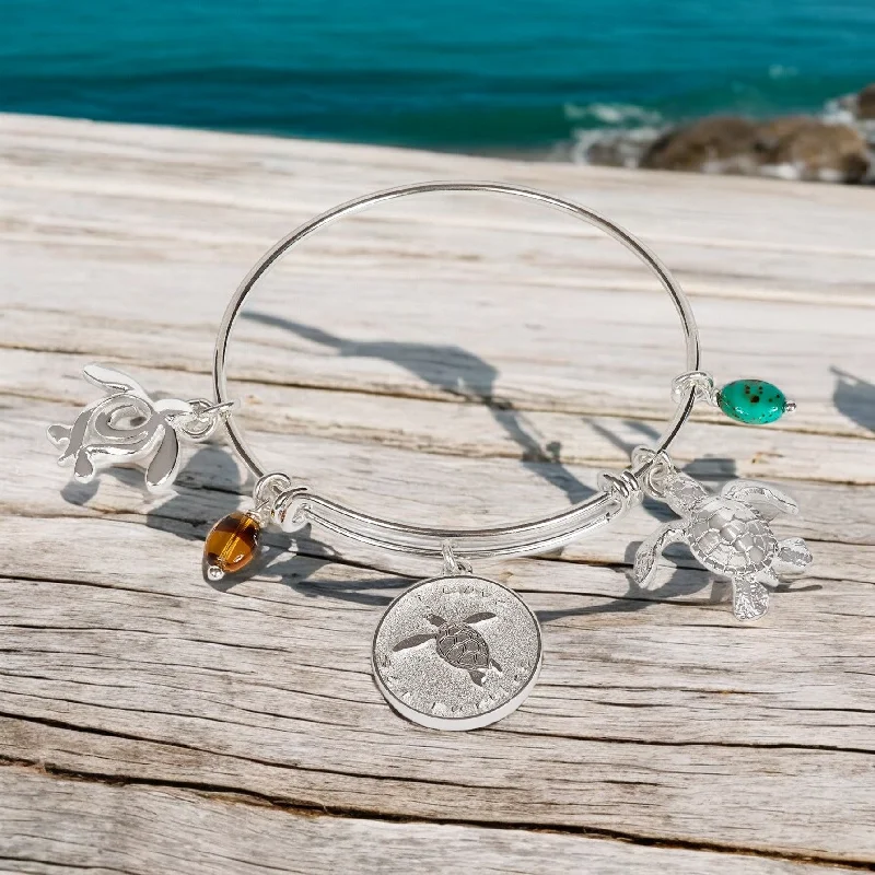 bracelets for evening wear -Turtle Bracelet for Women, Sea Turtle Bangle Bracelet, Turtle Charm Bracelet, Adjustable Bracelet for Women, Expandable Bracelet with Turtle