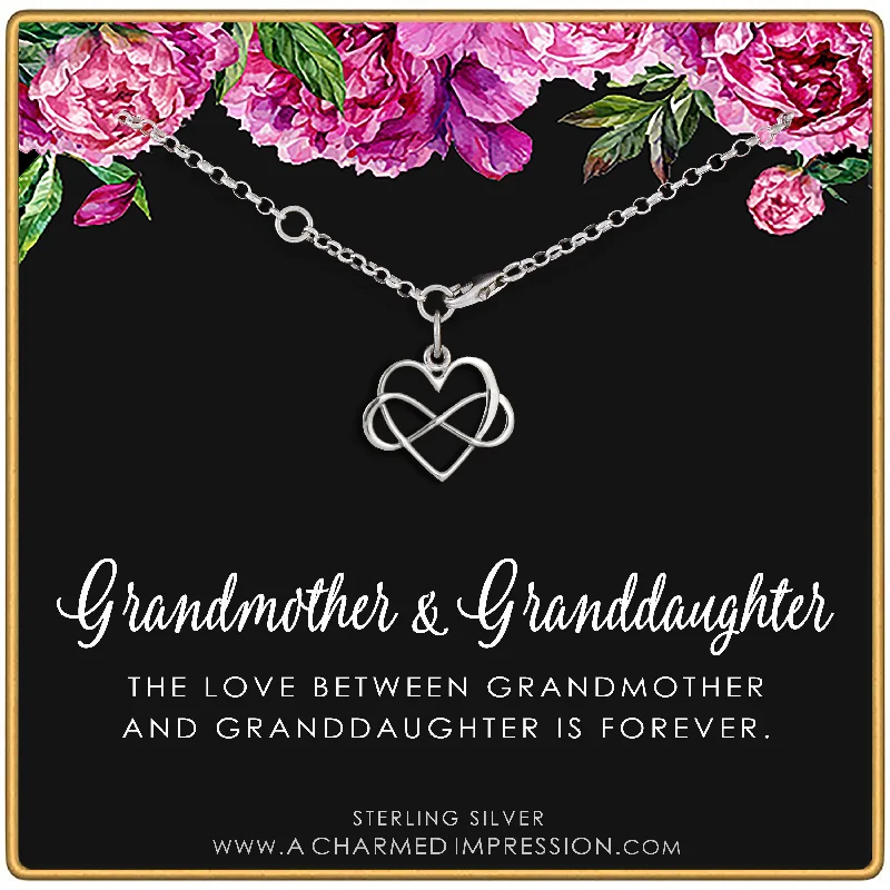 bracelets with zircon sparkle -A Charmed Impression Grandmother & Granddaughter • Infinity Heart Bracelet • Unique Gift for Grandma • Infinite Love • Silver • Keepsake Jewelry