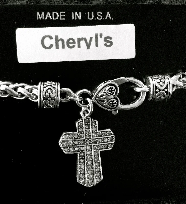 bracelets for prom night -Silver Cross Clasp Bracelet