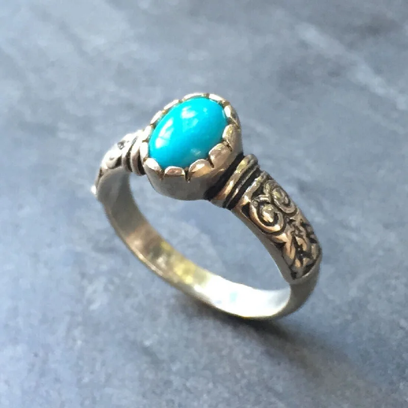 ladies rings art deco flair -Turquoise Ring - Sleeping Beauty Turquoise - Blue Boho Ring