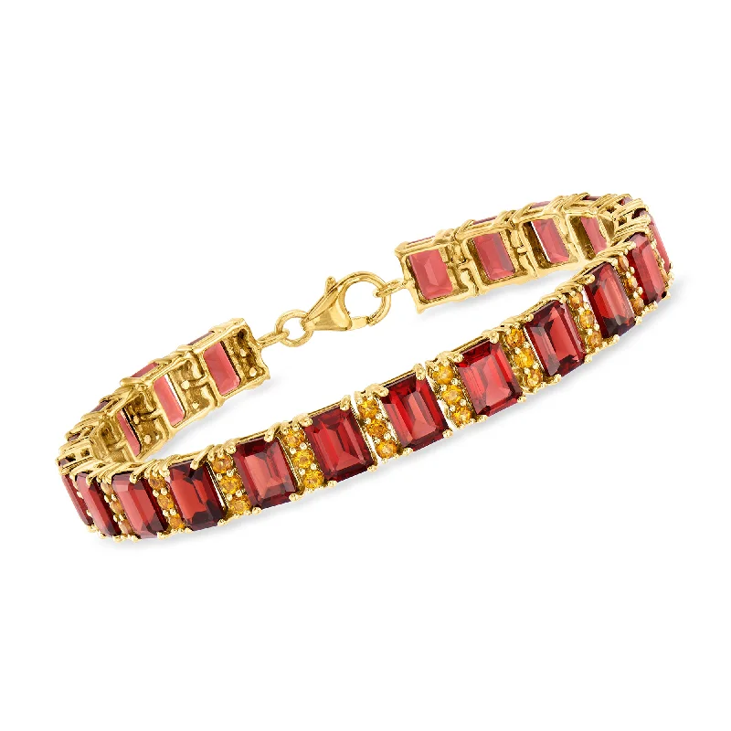 bracelets for stylish women -Ross-Simons Garnet Bracelet With Citrines in 18kt Gold Over Sterling