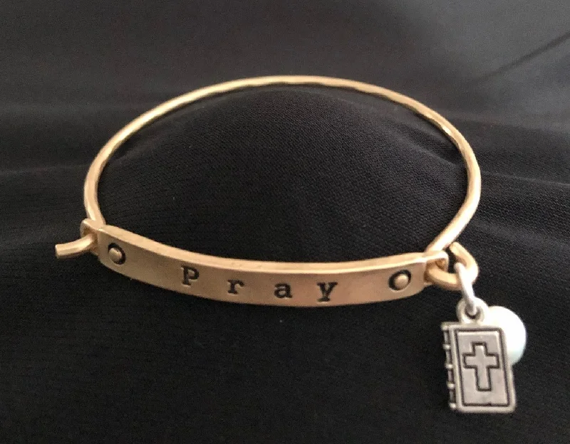 bracelets with sun charm -Gold Pray Bracelet