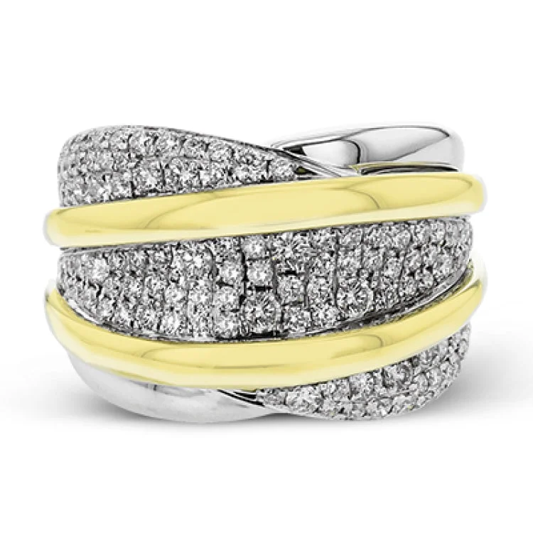 ladies rings dramatic bold style -This 18K white and yellow gold ring features 1.12cttw diamonds and is the perfect addition to any right hand.