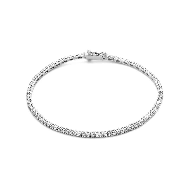 bracelets rose gold fashion -De la Paix Madeline 14 karat white gold tennis bracelet with diamond 1.08 carat