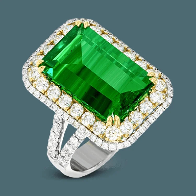 ladies rings with amethyst purple -A deep green 6.71 ct emerald is the base of this exquisite two-tone 18k gold ring set with 1.81 ctw of round white diamonds.