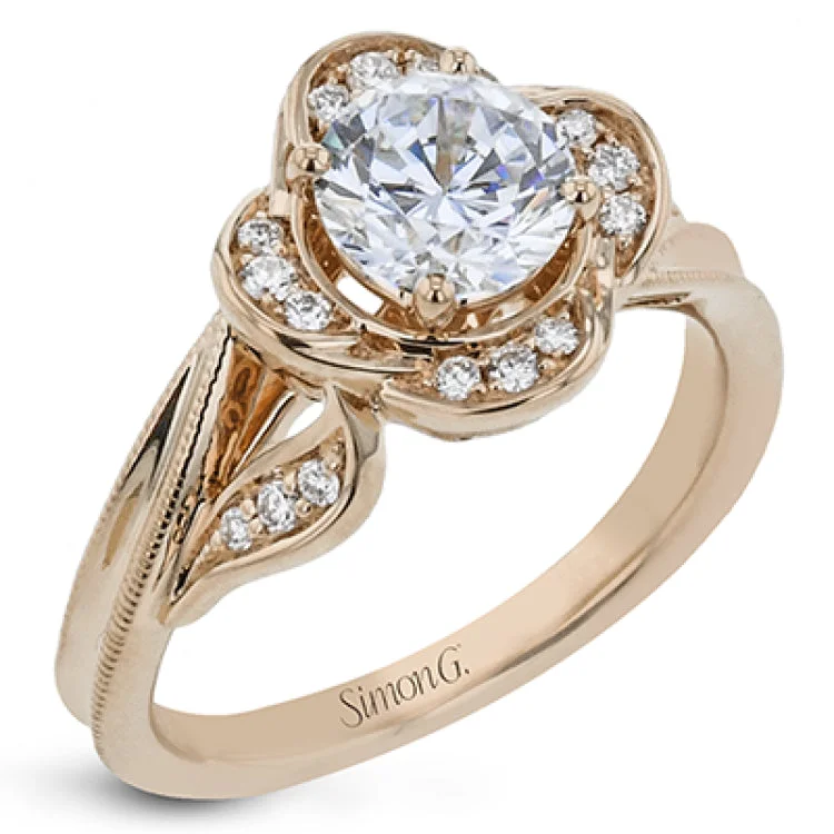 ladies rings for stylish women -Calling all flower lovers, this gorgeous 18k gold ring features a floral design set with .16 ctw of white diamonds.