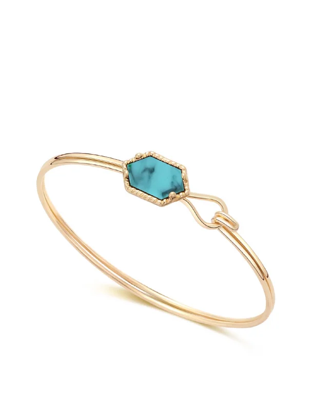 bracelets for anniversary surprise -18K Gold Turquoise Geometric Cuff Bangle