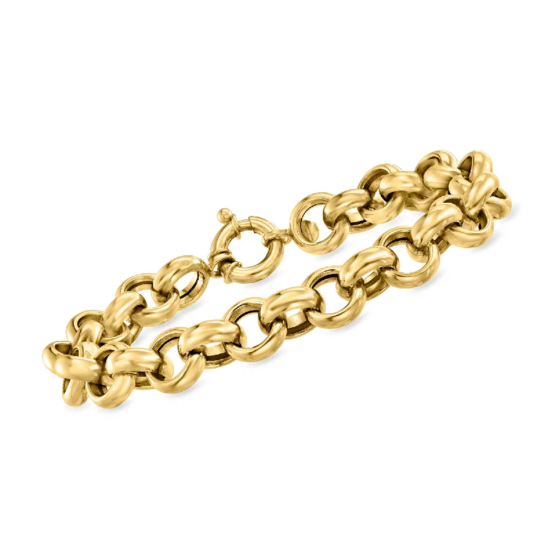 bracelets layered stackable set -Ross-Simons Italian 14kt Yellow Gold Rolo-Chain Bracelet