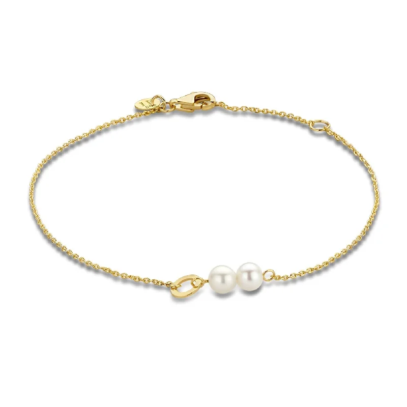 bracelets for teens trendy -Belleville Luna 14 karat gold bracelet with freshwater pearls