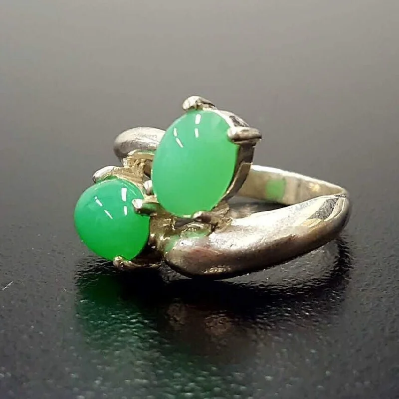 ladies rings trendy 2025 style -Unique Green Ring - Natural Chrysoprase Ring, May Birthstone Ring