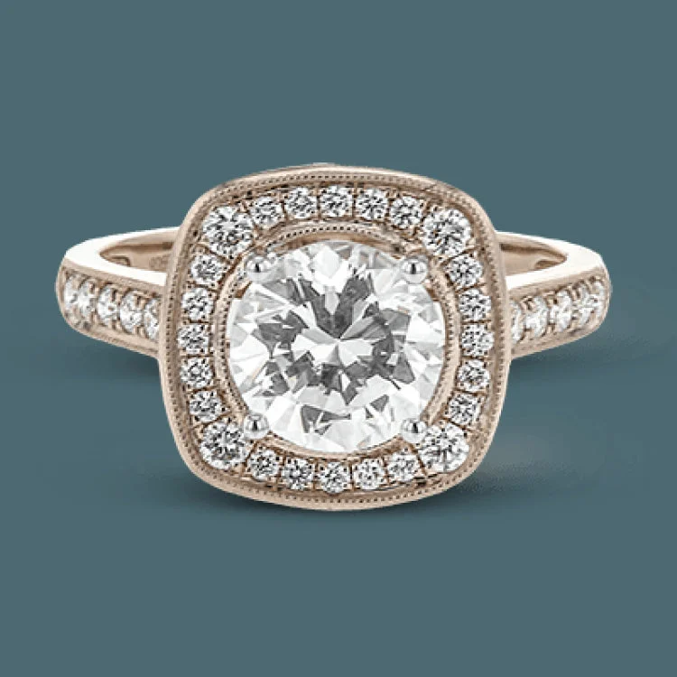 ladies rings dainty subtle charm -This rose gold ring radiates timeless beauty with the help of .39 ctw of round white diamond accents.