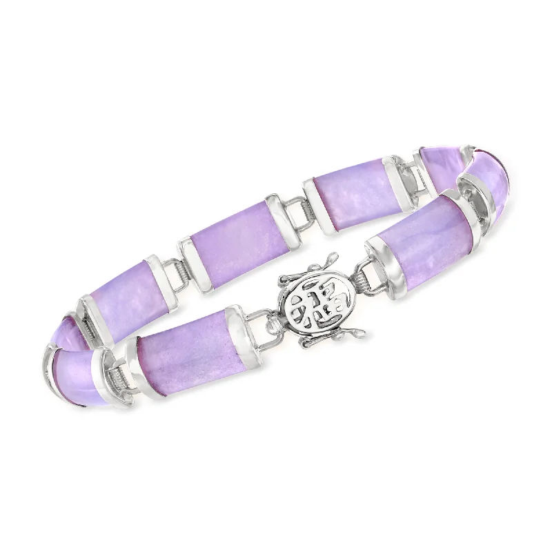 bracelets for women gold elegance -Ross-Simons Lavender Jade "Good Fortune" Bracelet in Sterling Silver