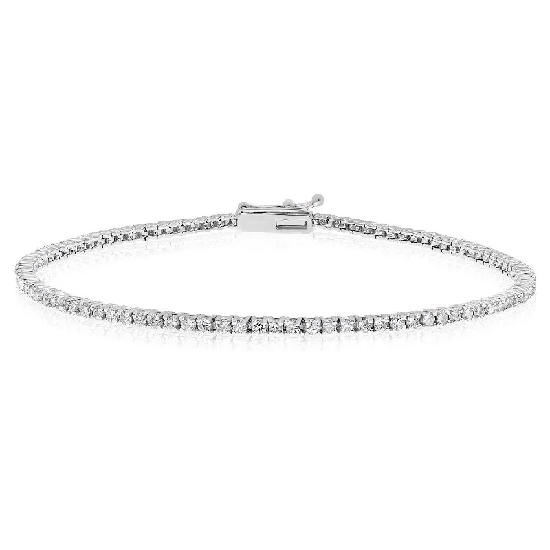 bracelets leather men style -14kt white gold diamond tennis bracelet comprised of 1.00 cts tw