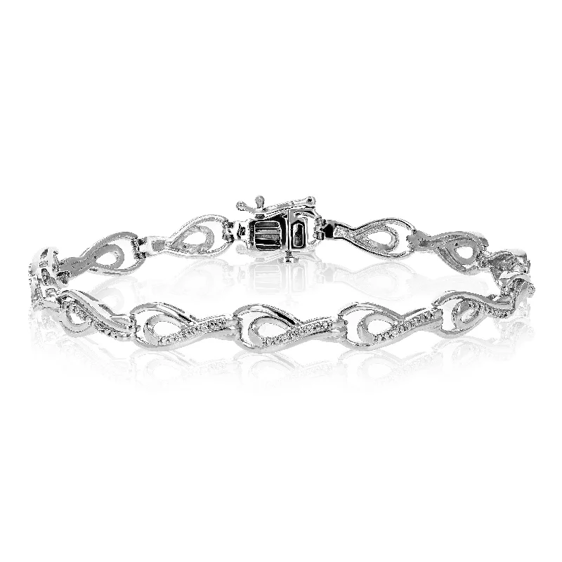 bracelets with pearl detail -1/8 cttw Lab Created Diamond Tennis Bracelet Sterling Silver Prong 7.25 Inch