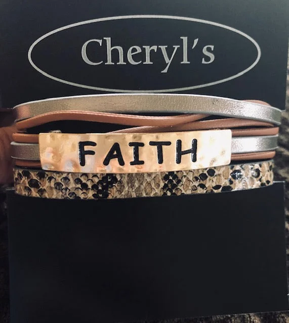 bracelets with floral charm -Snake print "Faith" Magnetic Bracelet