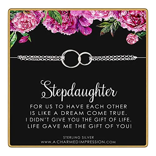 bracelets with red ruby -Stepdaughter Gifts from Stepmom Stepdad • Sterling Silver Bracelet • Gift for Stepdaughter Jewelry • Bonus Daughter Gifts Bracelet • Stepdaughter Wedding Gift • Christmas Gifts for Women Teen Girls