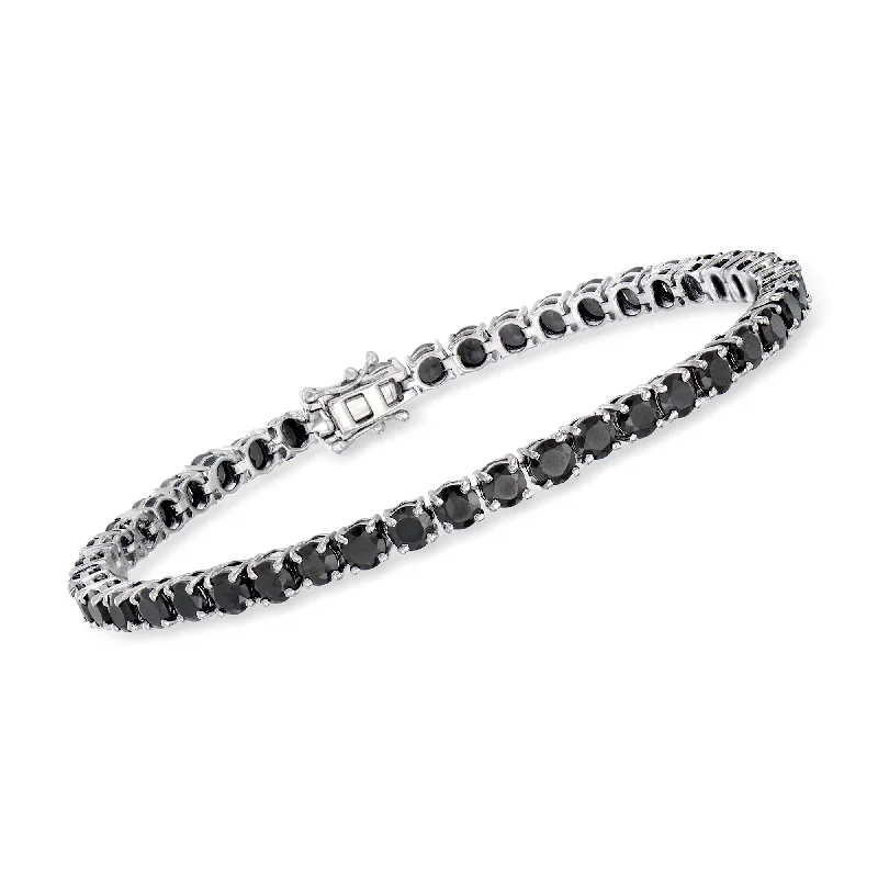 bracelets slim elegant style -Ross-Simons Black Spinel Tennis Bracelet in Sterling Silver