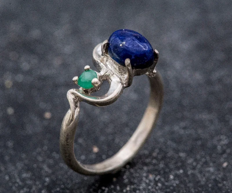 ladies rings simple delicate charm -Lapis Ring - Two Stone Wave Ring - Blue Vintage Ring