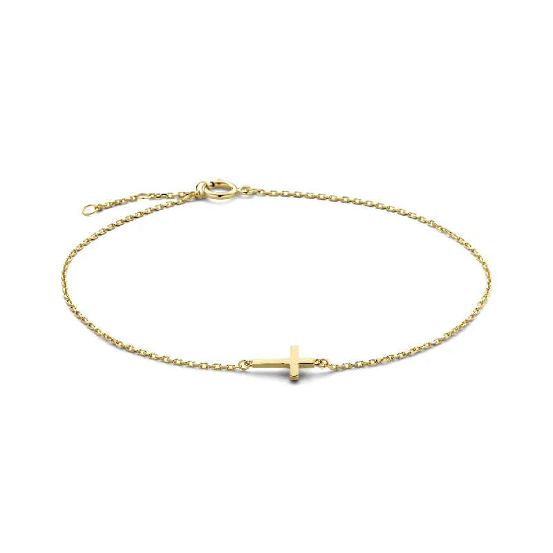 bracelets with white pearls -Monceau Solange 14 karat gold bracelet with cross