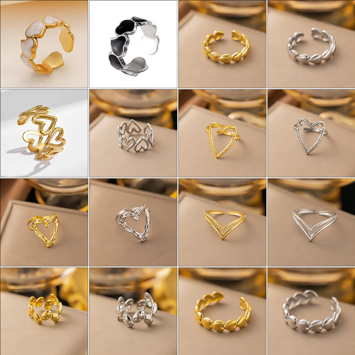 ladies rings for wedding vow -Wholesale Jewelry Simple Style Heart Shape Titanium Steel Plating Rings