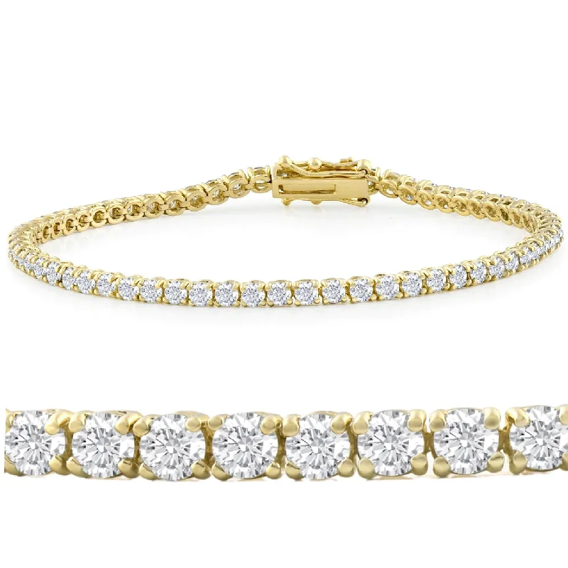 bracelets lightweight daily comfort -14k White, Rose, or Yellow Gold Round Diamond Tennis Bracelet 5cttw 7" Women's