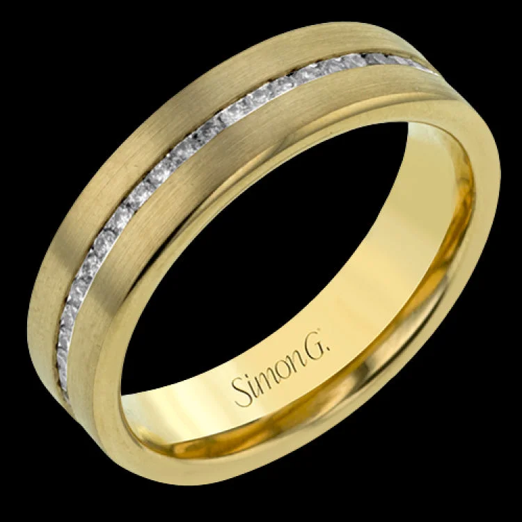 ladies rings for party glamour -Timless design revealed in this 14k yellow gold band featuring .55cttw diamonds.