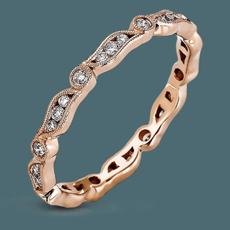 ladies rings for anniversary love -Featuring a contemporary stackable design, this rose gold band is accented by a collection of .28 ctw of white diamonds.