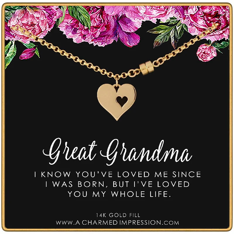 bracelets with blue sapphire -Great Grandma Jewelry • Great Grandmother Gifts • 14k Gold Bracelet • Gold Heart with Heart Cutout Charm • Magnetic Clasp • Grandparents Gifts from Grandchild • Gift for Grandma from Grandchildren