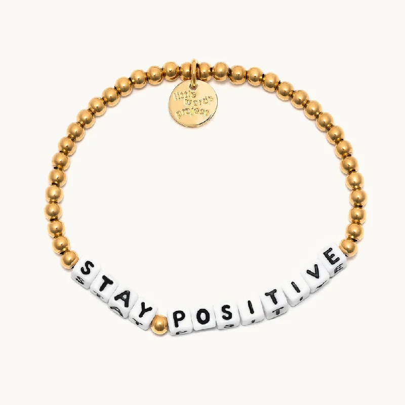 bracelets with engraved name -STAY POSITIVE GOLD BRACELET