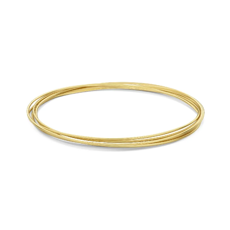 bracelets with floral charm -Cour d'Honneur Adora 14 karat gold bangles with 5 bracelets