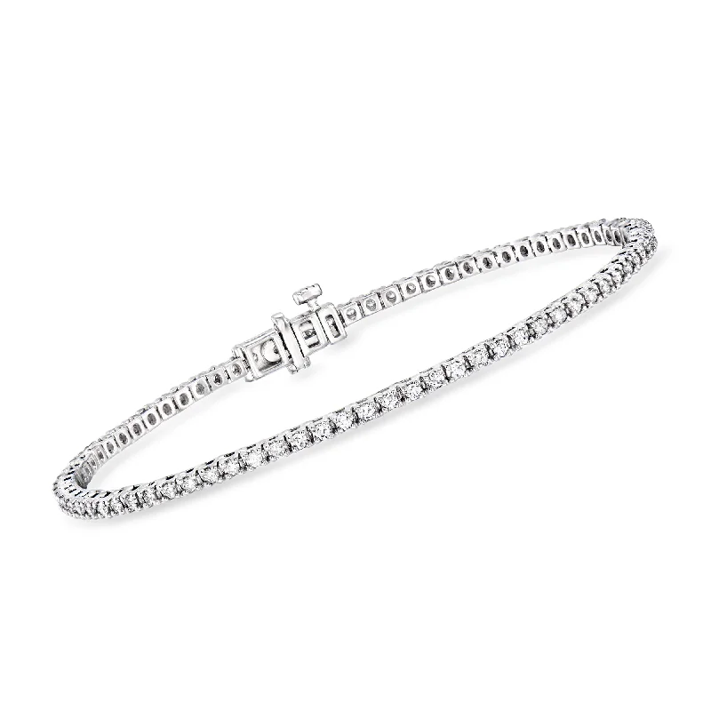 bracelets romantic delicate style -Ross-Simons Lab-Grown Diamond Tennis Bracelet in Sterling Silver