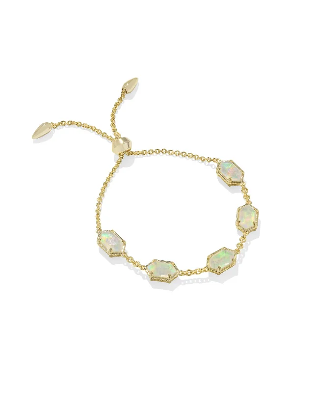 bracelets with yellow citrine -Hallie Gold Delicate Chain Bracelet-Opalite Illusion